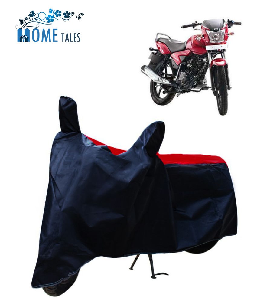     			HOMETALES Dustproof Bike Cover For TVS Jive with Mirror Pocket - Red & Blue