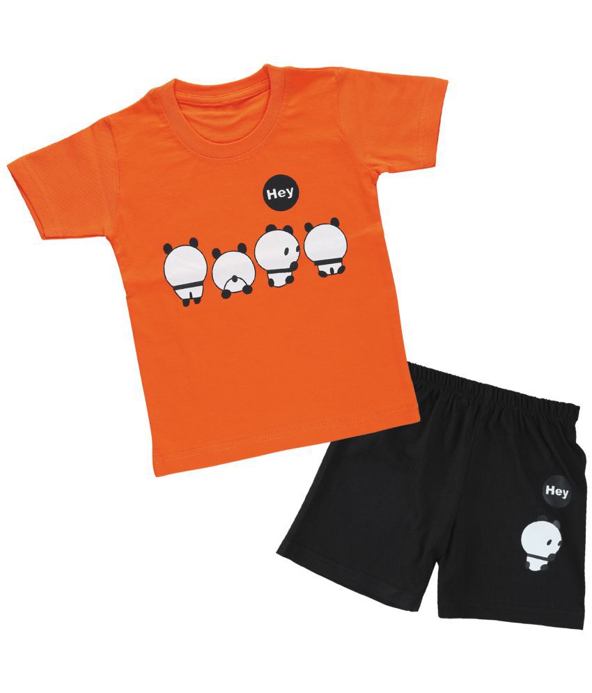     			CATCUB Boys and Girls Cotton Clothing Set - Half Sleeves (CC-173-2-3; Orange; 2-3 Years)