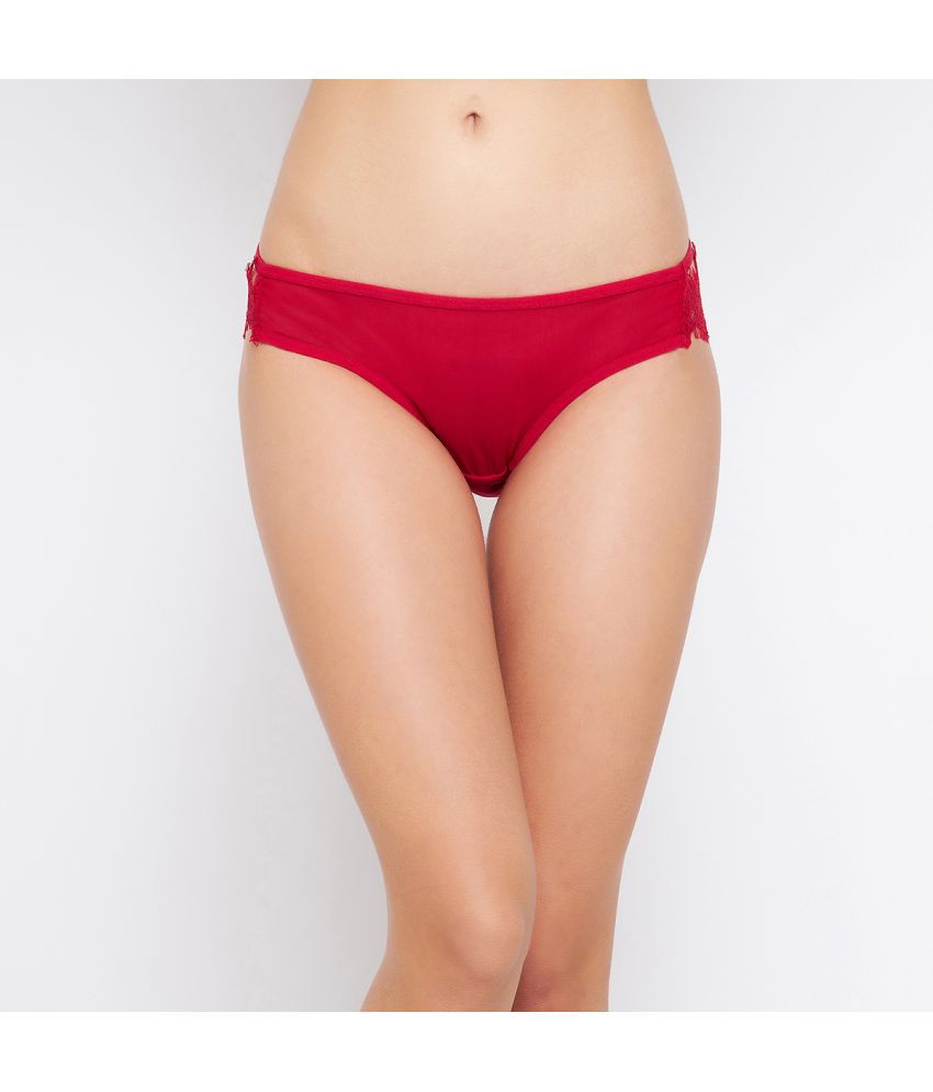     			Clovia - Lace Self Design Red Women's Bikini ( Pack of 1 )