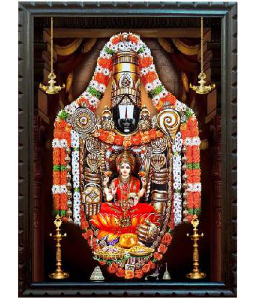 Mperor God Venkateswara Swamy, Lakshmi With Wood Frame Size(14.5 x ...