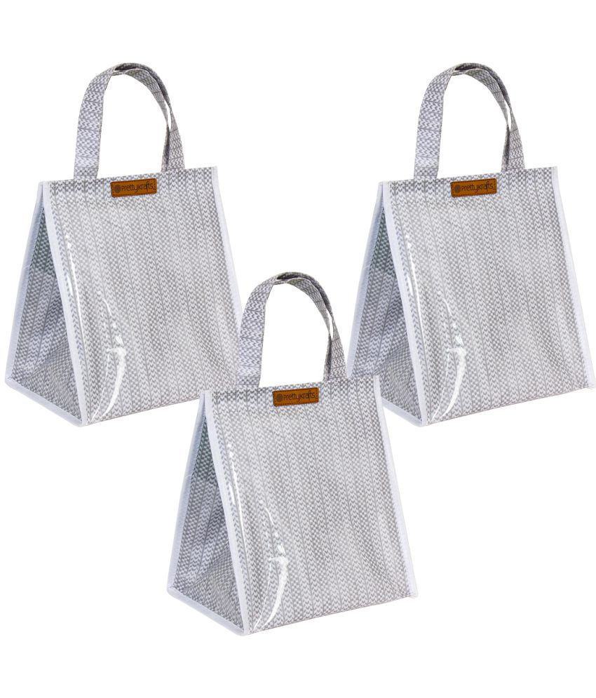     			PrettyKrafts Gray Lunch Bags - 3 Pcs