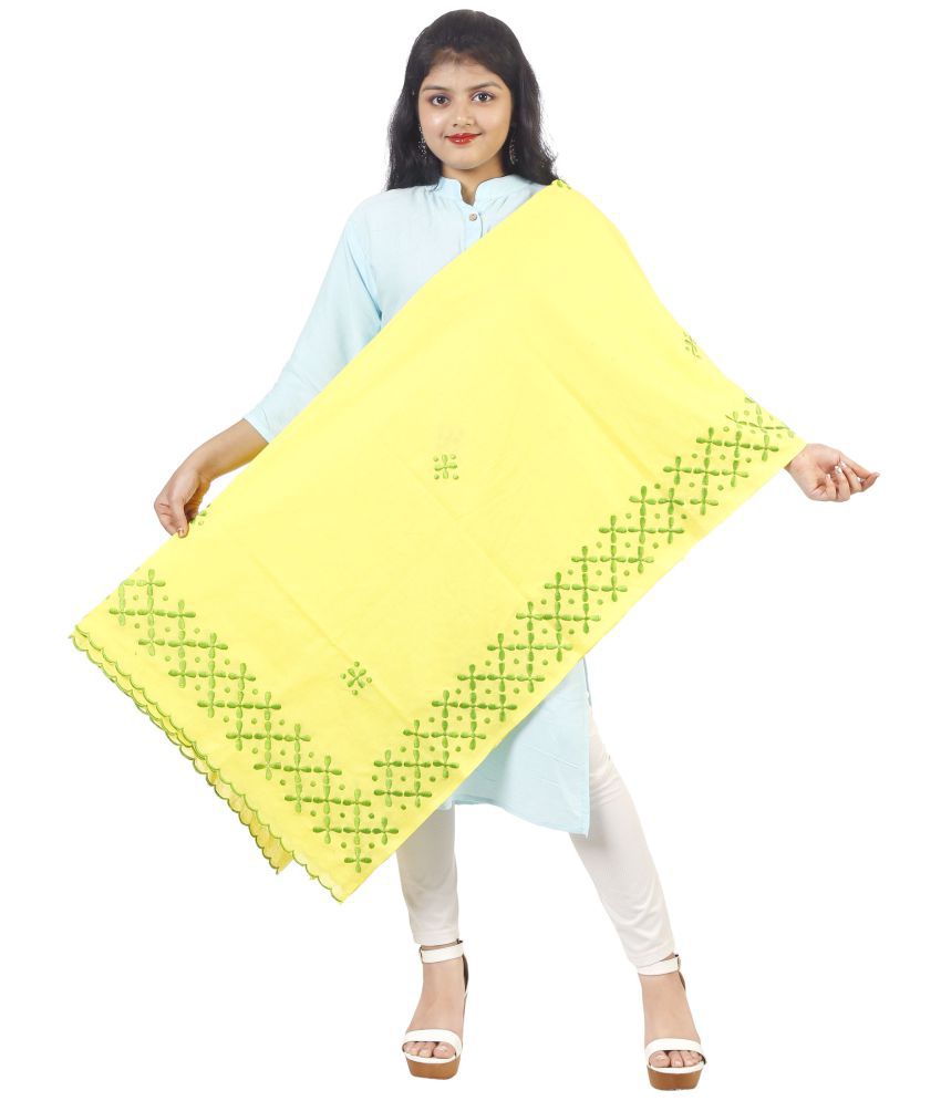 Tutli Putli India - 100% Cotton Yellow Women's Dupatta - ( Pack of 1 )