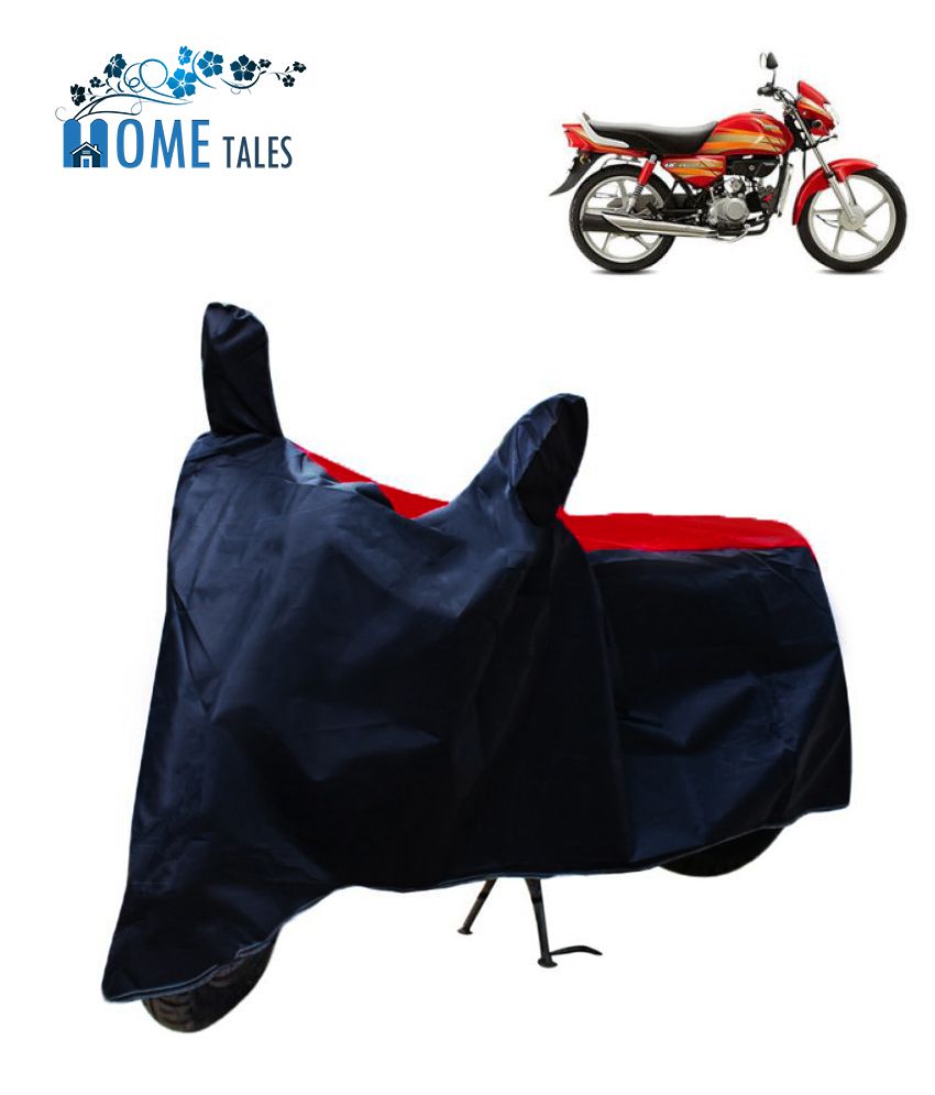     			HOMETALES Dustproof Bike Cover For Hero HF Deluxe with Mirror Pocket - Red & Blue