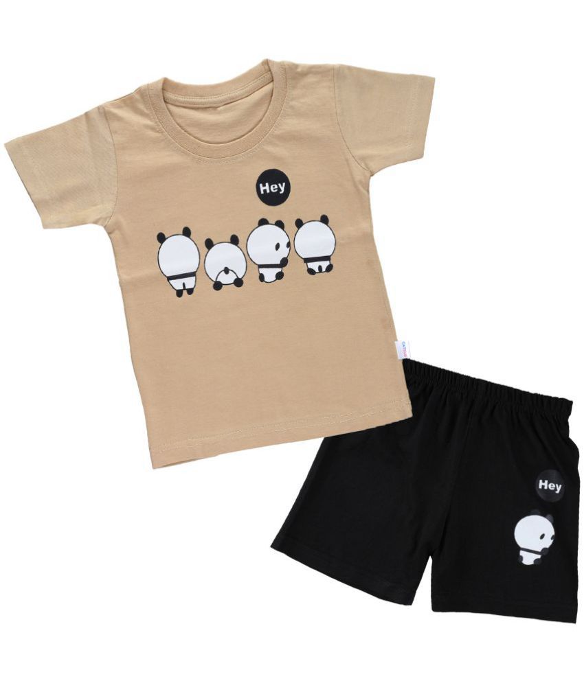     			CATCUB 100% Cotton Beige T-Shirt & Shorts For Baby Boy,Baby Girl ( Pack of 1 )