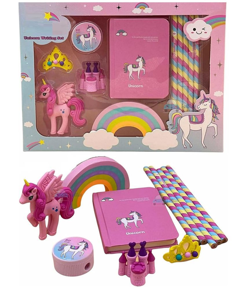     			FunBlast Unicorn Stationary Set for Girls Boys - with Pencil, Eraser, Sharpener, Diary Stationery Kit for Kids - Birthday Party Return Gift (Multicolor)