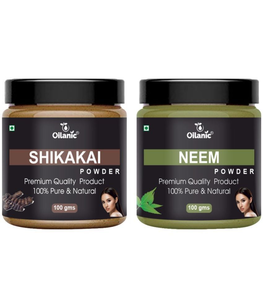     			Oilanic 100% Pure Shikakai Powder & Neem Powder For Skincare Hair Mask 200 g Pack of 2