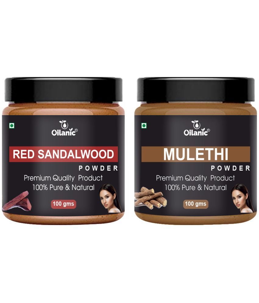     			Oilanic 100% Red Sandalwood Powder & Mulethi Powder For Skincare Hair Mask 200 g Pack of 2