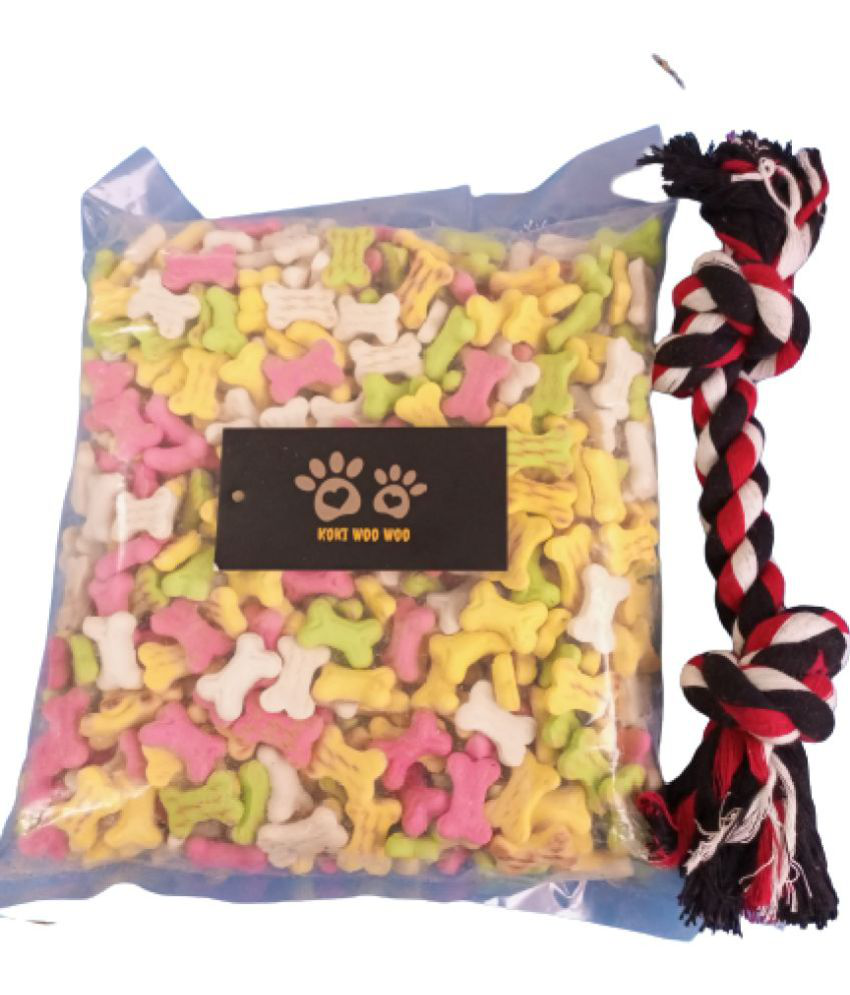     			KOKIWOOWOO Puppy Milky Mix Biscuit  900 Gm & 2 Knot Rope Toy