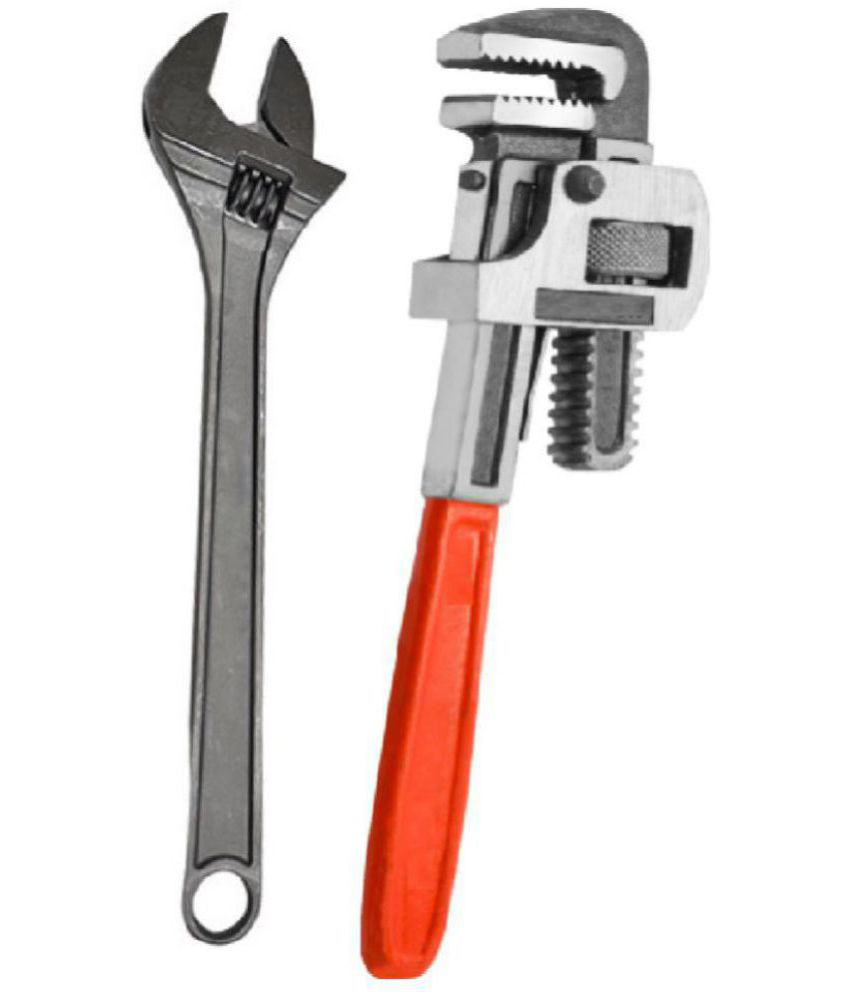     			Kadio-tools hardware 10 inch Pipe Wrench for plumbing purpose + 8 inch adjustable wrench for various use