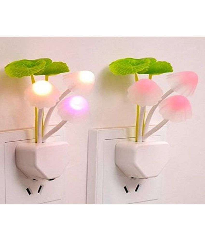     			MR Fancy Color Changing LED Mushroom Night Light (White, 11X5 cm) Night Lamp Multi - Pack of 2