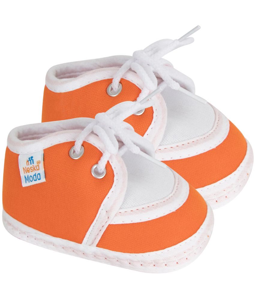     			Neska Moda Baby Boys & Baby Girls Lace Cotton Booties For 12 to 24 Months (Orange)