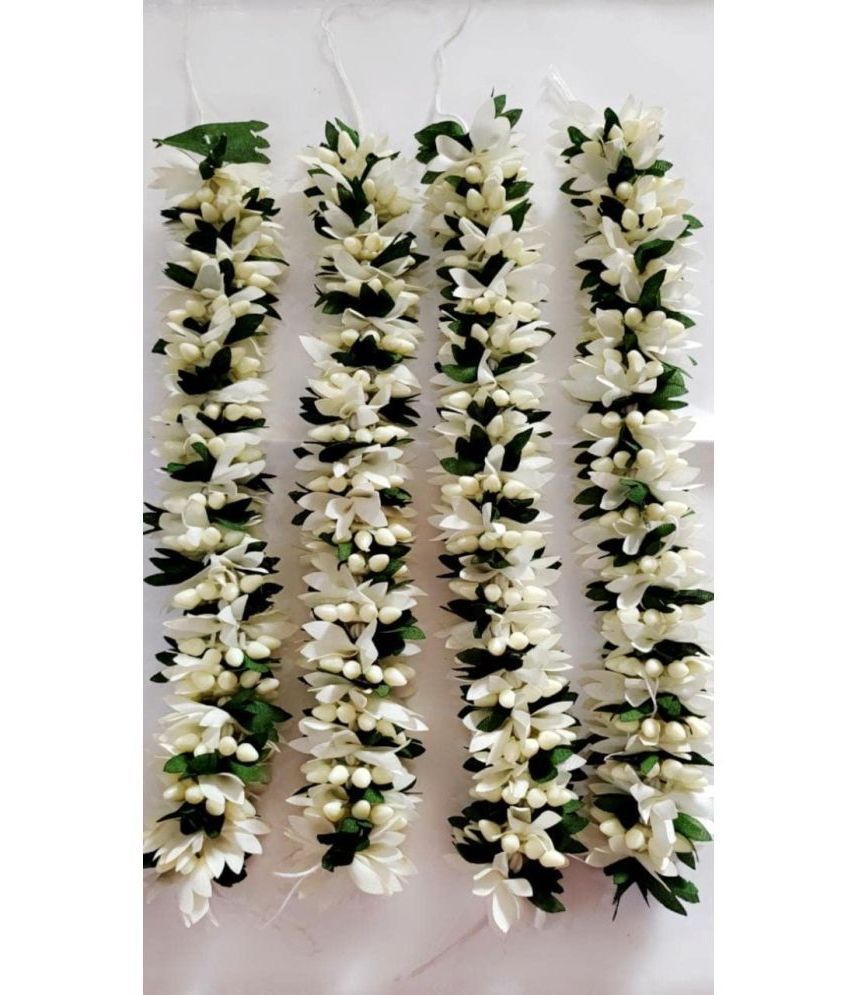     			Padmavathi Enterprises Jasmine White Artificial Flowers - Pack of 4