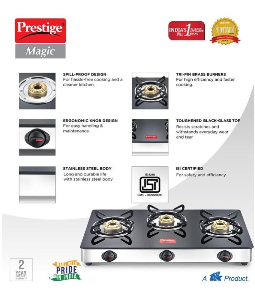 Prestige Magic Gas Stove GTMC 03 SS Price in India Buy Prestige Magic