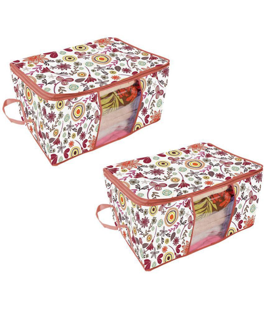    			PrettyKrafts Underbed Storage Bag, Storage Organizer, Blanket Cover with Side Handles (Set of 2 pcs) - Multi Flower
