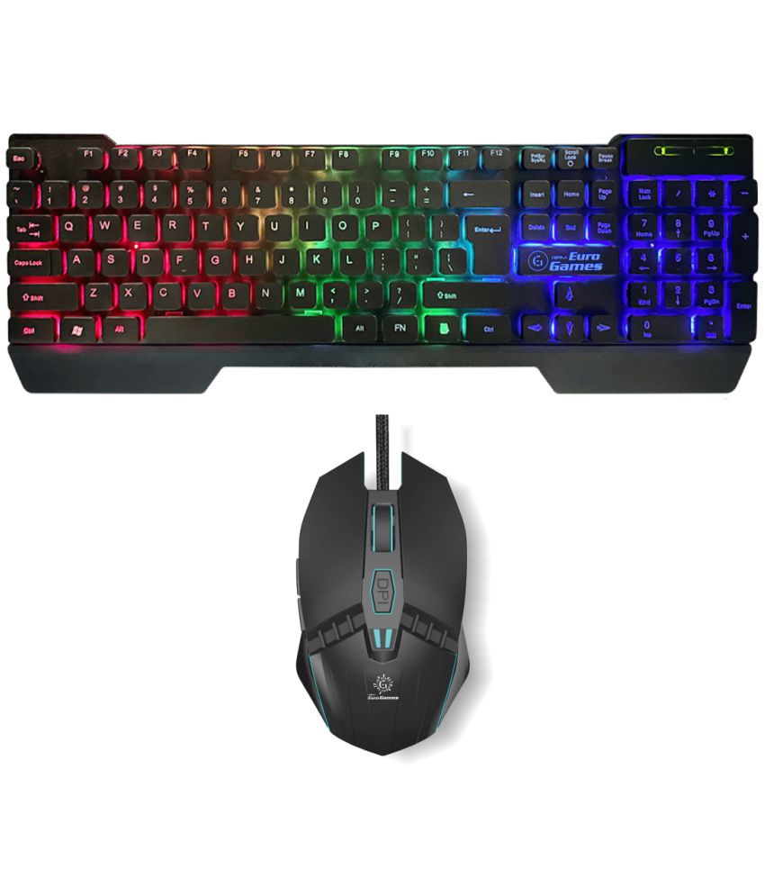 RPM Euro Games Keyboard/Mouse - PR Black USB Wired Keyboard Mouse Combo