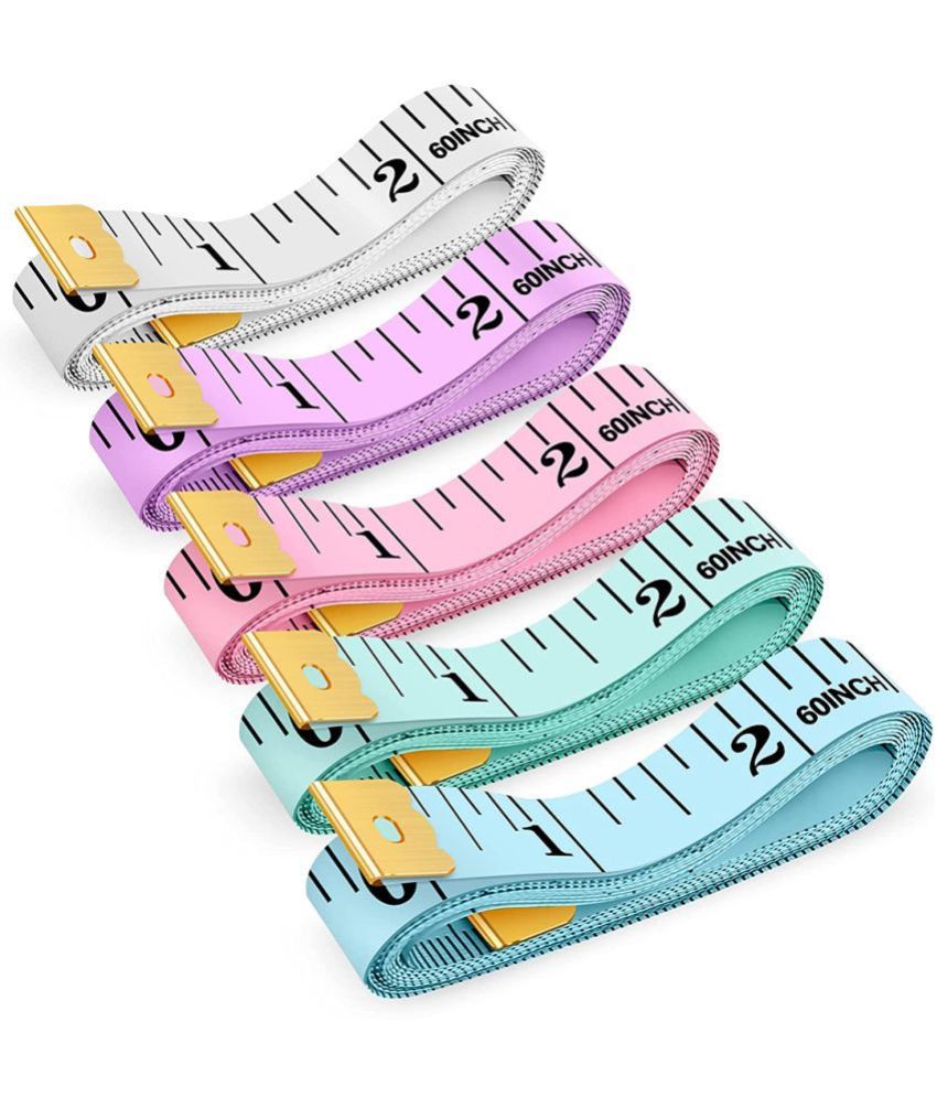     			Tape Measure, Measuring Tape for Body Weight Loss Fabric Sewing Tailor Cloth Vinyl Measurement Craft Supplies, 60-Inch Soft Double Scale Ruler, 5-Pack, Pastel Pink, Blue, Green, Purple, White