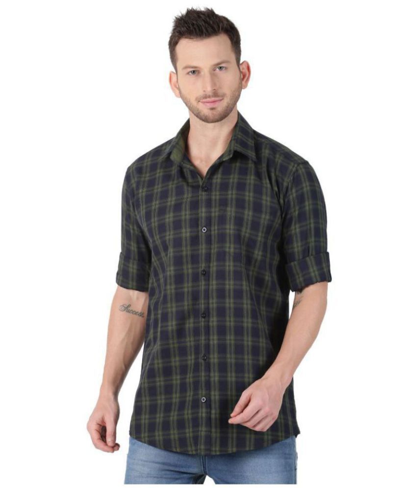     			YHA - 100% Cotton Regular Fit Navy Men's Casual Shirt ( Pack of 1 )