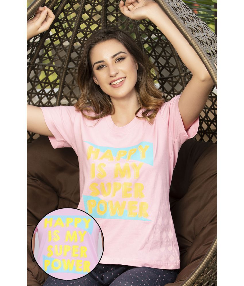     			Clovia - Cotton Blend Regular Pink Women's T-Shirt ( Pack of 1 )