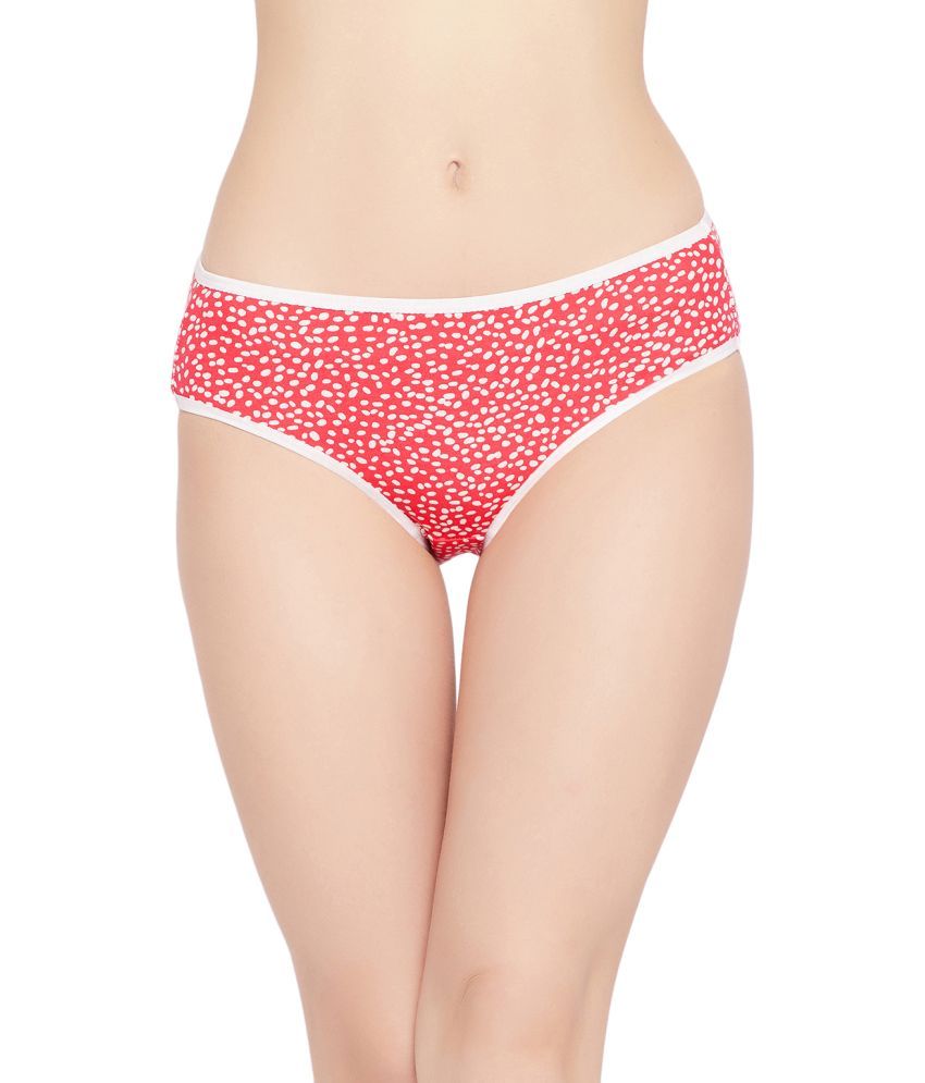     			Clovia Cotton Printed Women's Bikini ( Red )