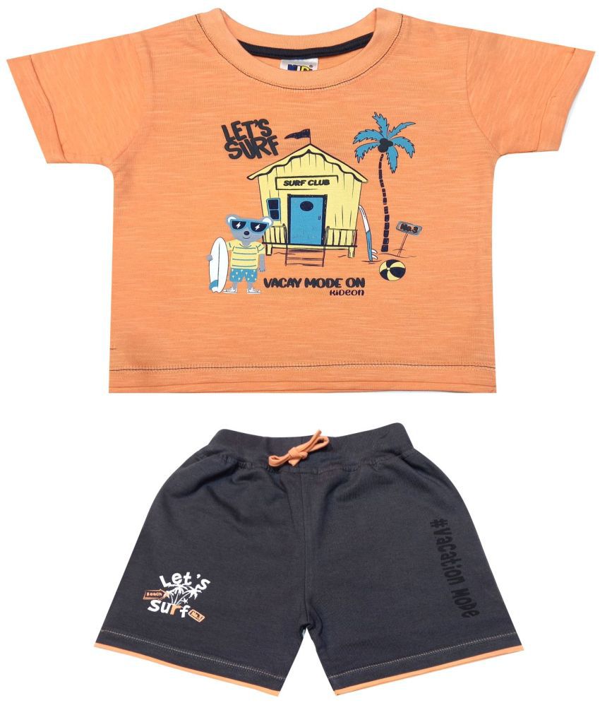    			Kideon 100% Cotton Peach T-Shirt & Shorts For Baby Boy ( Pack of 1 )