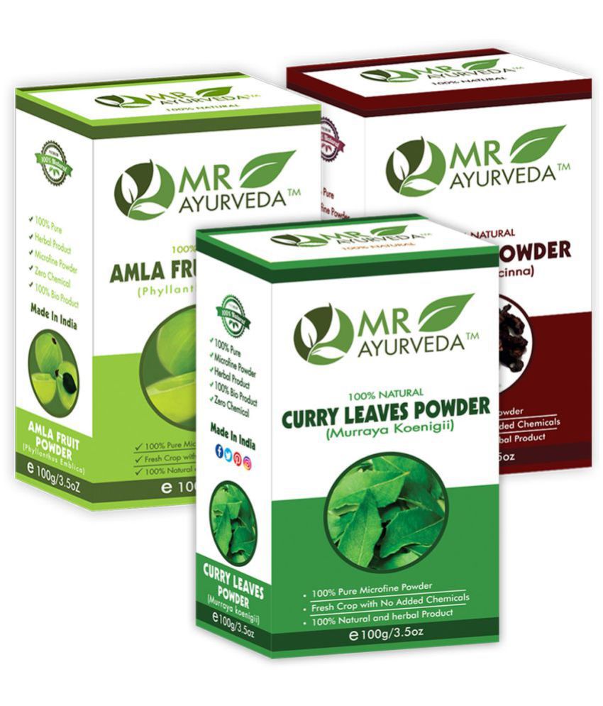     			MR Ayurveda Curry Leaves Powder, Amla Powder & Shikakai Powder Hair Scalp Treatment 300 g Pack of 3