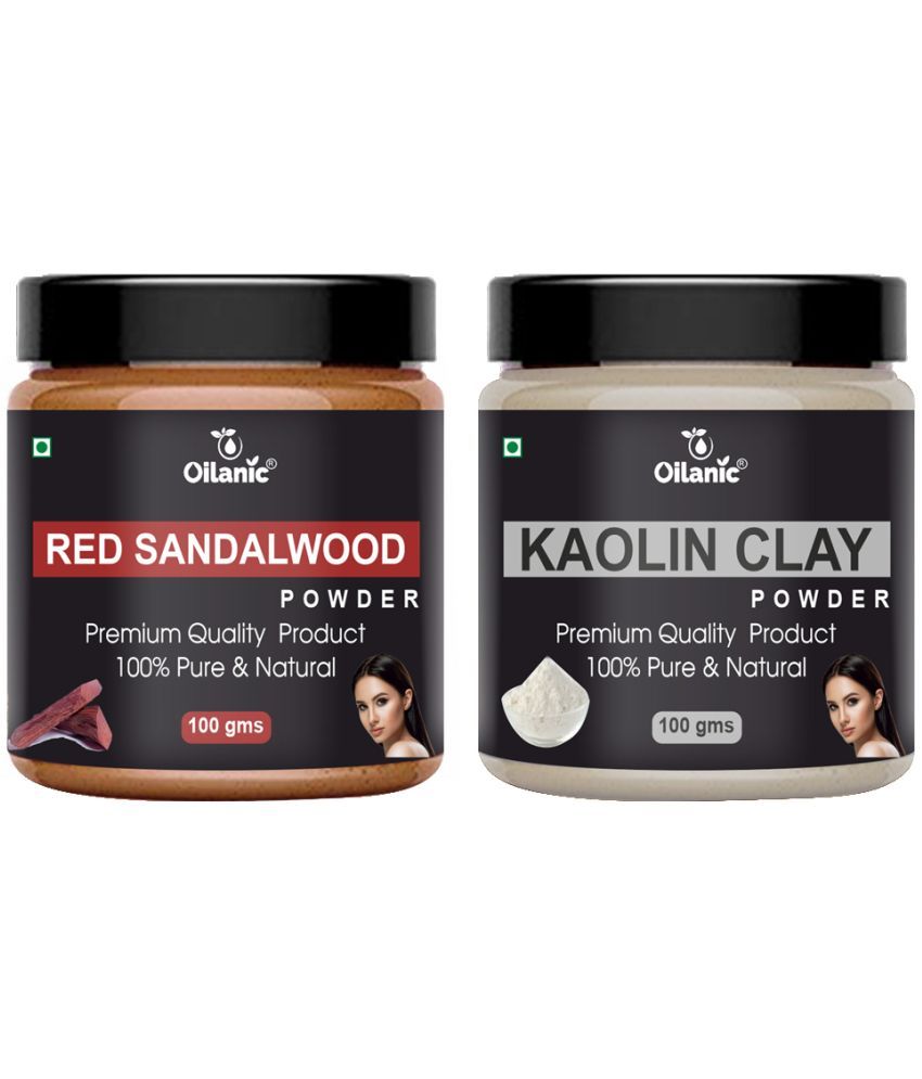     			Oilanic 100% Red Sandalwood Powder & Kaolin Clay Powder For Skin Hair Mask 200 g Pack of 2