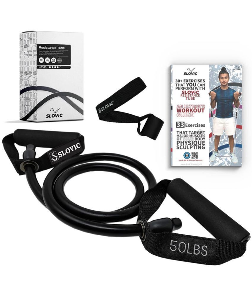 SLOVIC Resistance Tube Band with Sturdy Handles, Door Anchor for Men and Women with Extensive Guide Containing 30 Plus Exercises | 3 Years Warranty