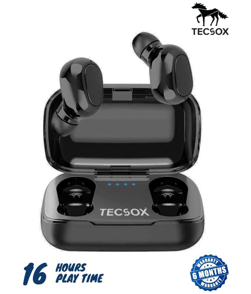     			Tecsox MiniPods Earbud In Ear Bluetooth Earphone 12 Hours Playback Bluetooth IPX5(Splash Proof) Powerfull Bass -Bluetooth V 5.1 Black