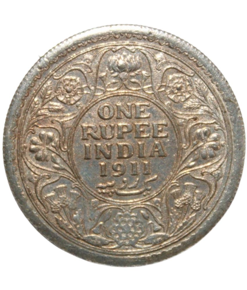     			5th King George - 1 Rupee 1911 British India old Rare Silverplated Coin