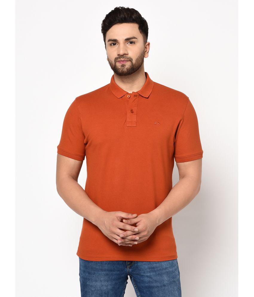     			98 Degree North - Cotton Lycra Regular Fit Rust Men's Polo T Shirt ( Pack of 1 )