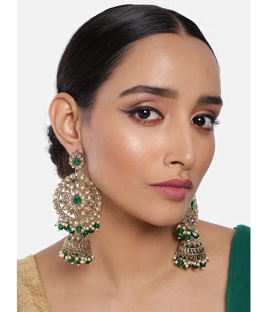     			I Jewels - Green Jhumki ( Pack of 1 )