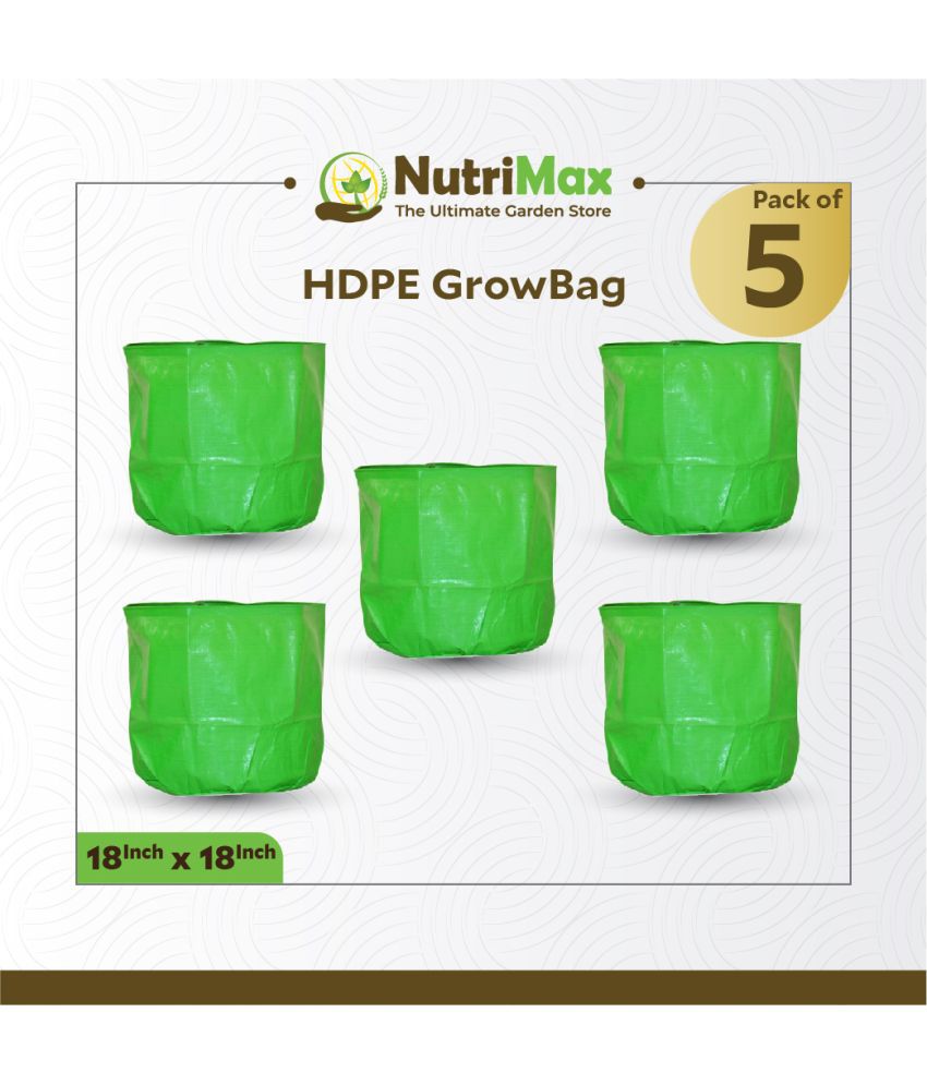     			Nutrimax HDPE 200 GSM Growbags 18 inch x 18 inch Pack of 5 Outdoor Plant Bag