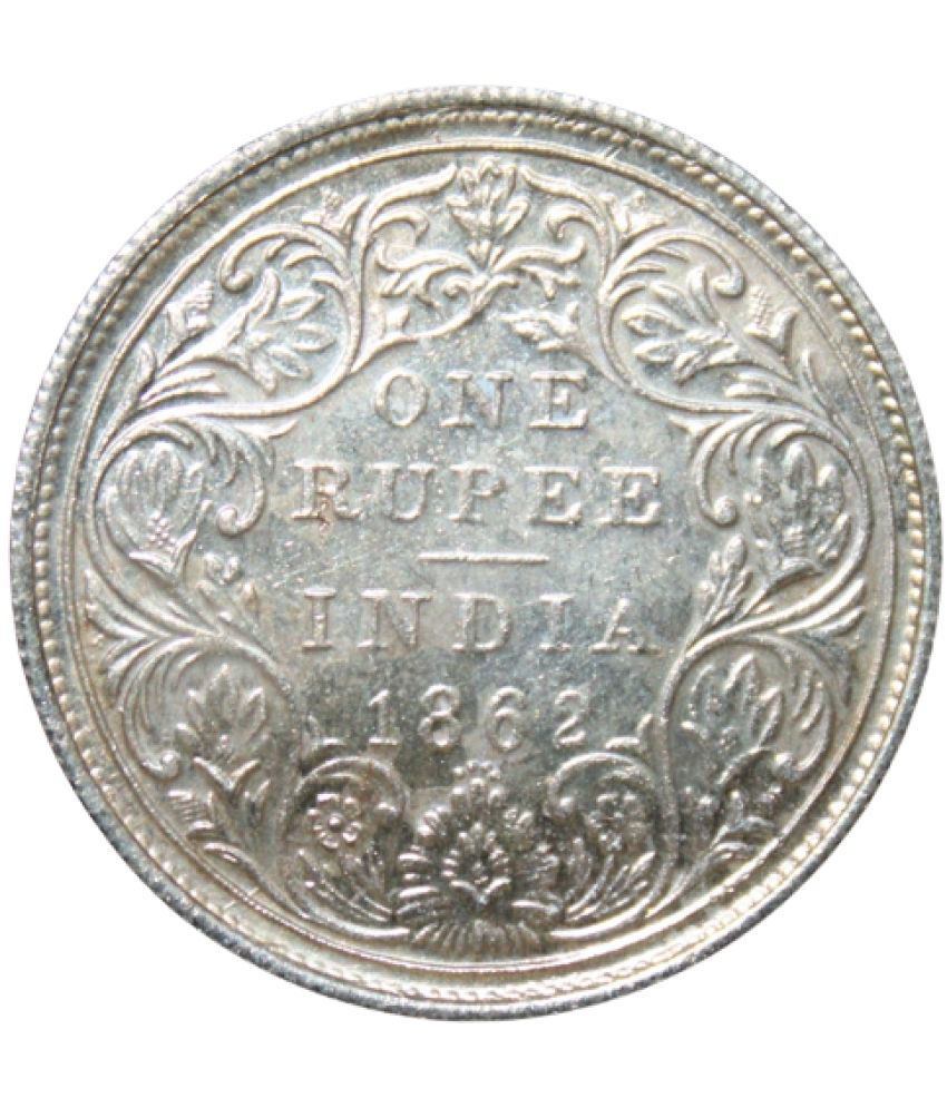     			One Rupee 1862 - Queen Empress Fancy British India Rare Old Coin For Collection