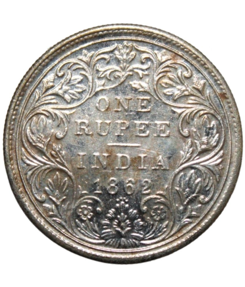     			Queen - 1 Rupee 1862 British India old Rare Silverplated Coin