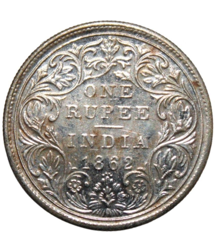     			Victoria Queen - 1 Rupee 1862 British India old Rare Silverplated Coin