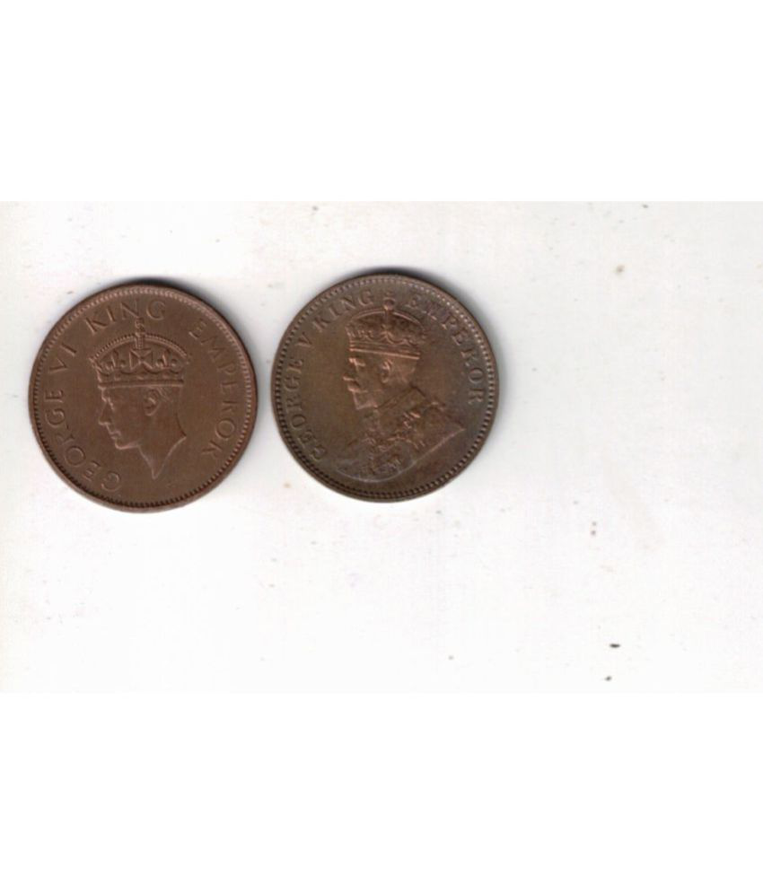     			1914 -1940 2 PCS USED XF CONDITION   GEROGE V AND GEORGE VII ONE QUARTER ANNA SEE PHOTO