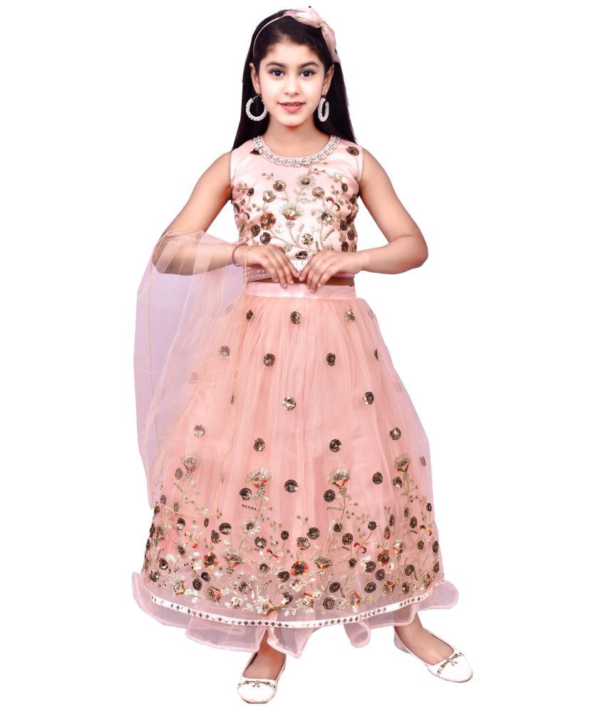     			Arshia Fashions Net Lehenga Choli Set For Girls ( Pack of 1 , Peach )