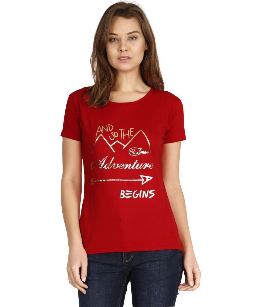     			FLEXIMAA - 100% Cotton Regular Red Women's T-Shirt ( Pack of 1 )