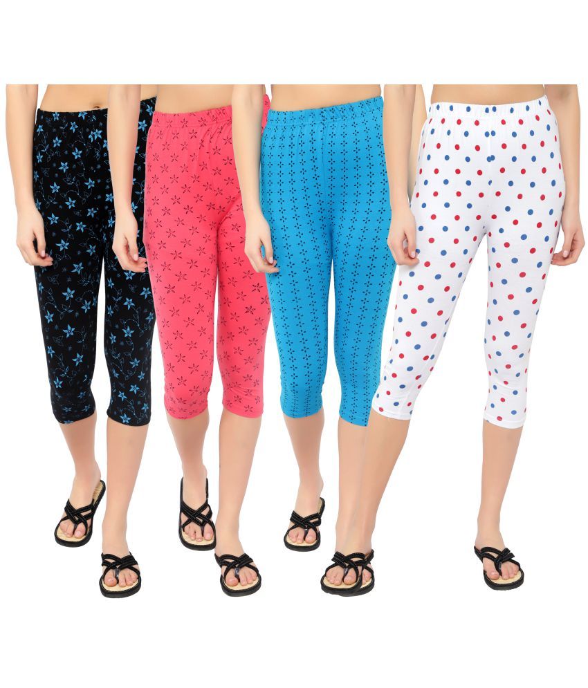     			Diaz Multi Cotton Lycra Printed Capri - Pack of 4