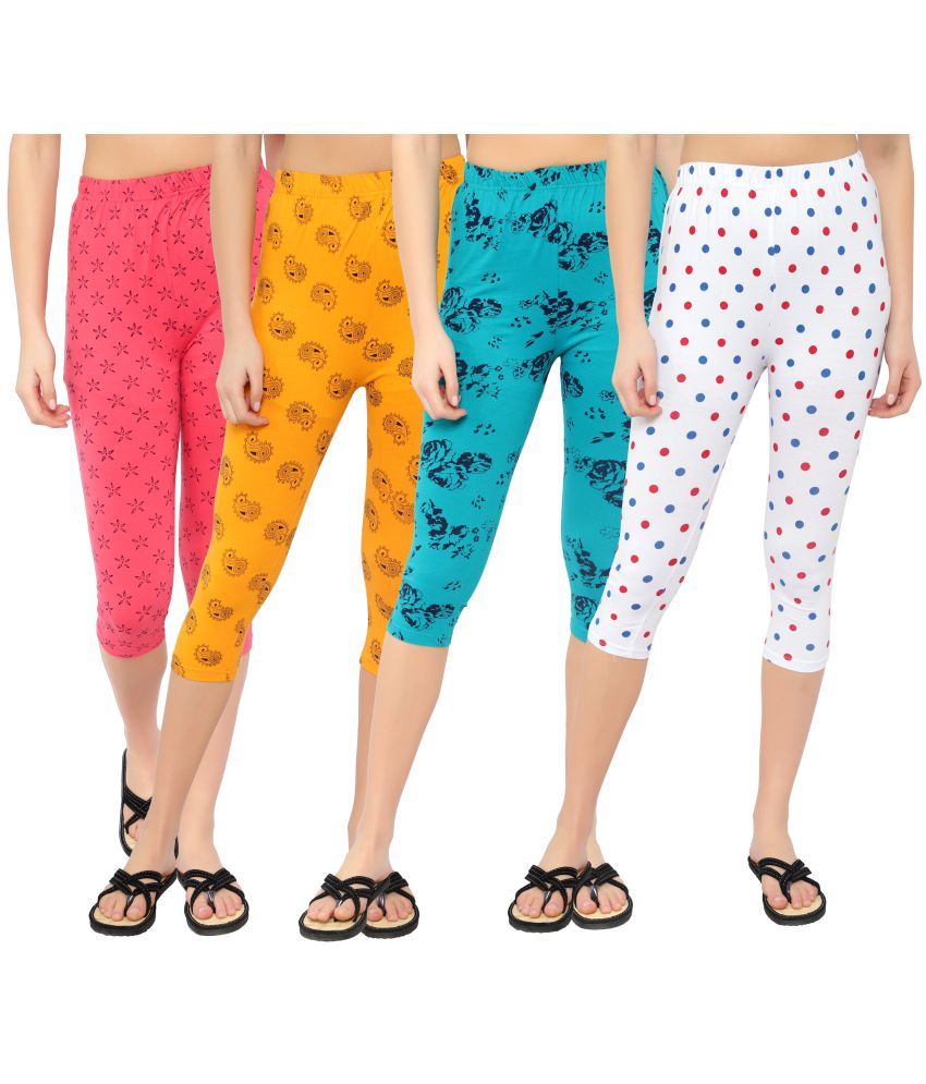     			Diaz Multi Cotton Lycra Printed Capri - Pack of 4