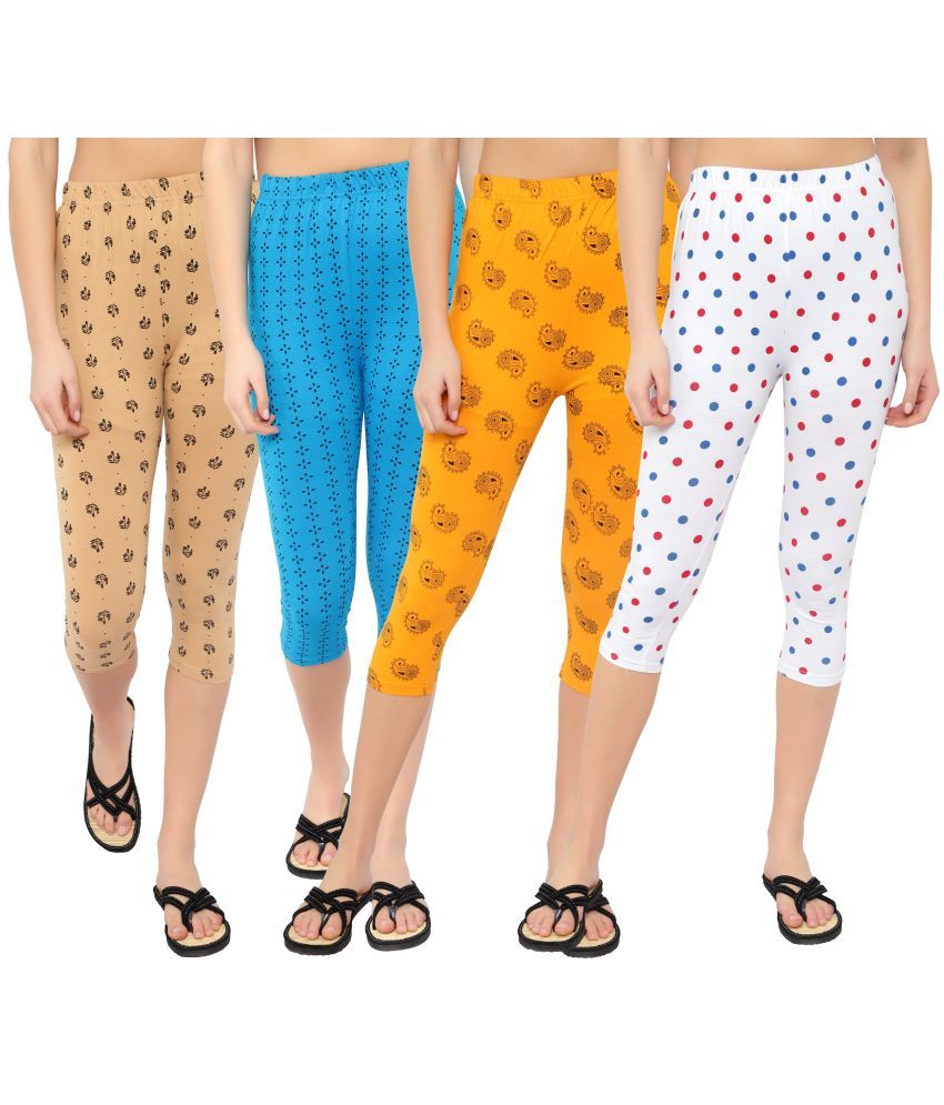     			Diaz Multi Cotton Lycra Printed Capri - Pack of 4