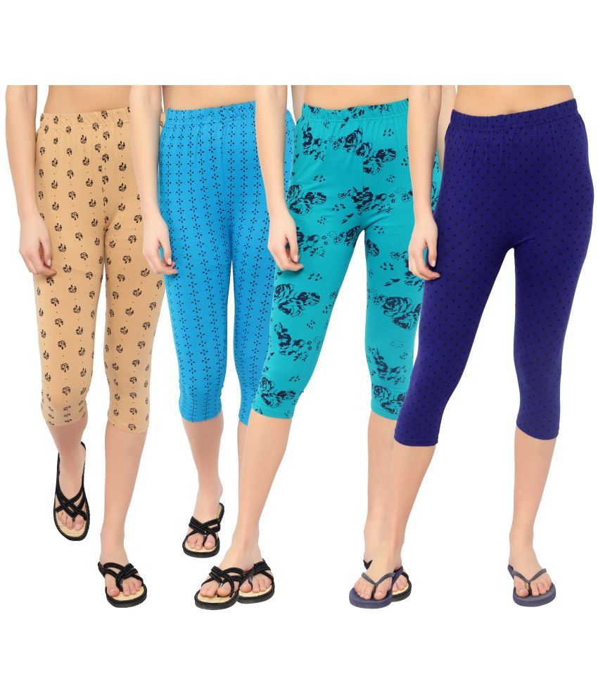     			Diaz Multi Cotton Lycra Printed Capri - Pack of 4