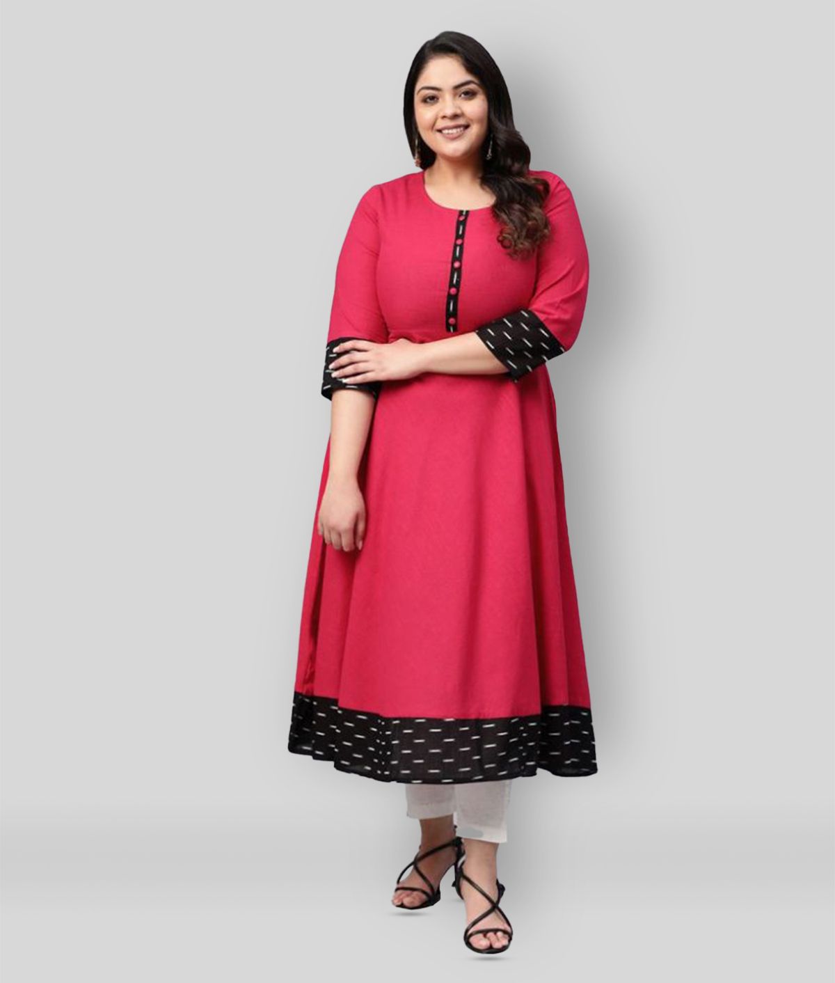     			Estela - Red Cotton Women's Flared Kurti ( Pack of 1 )