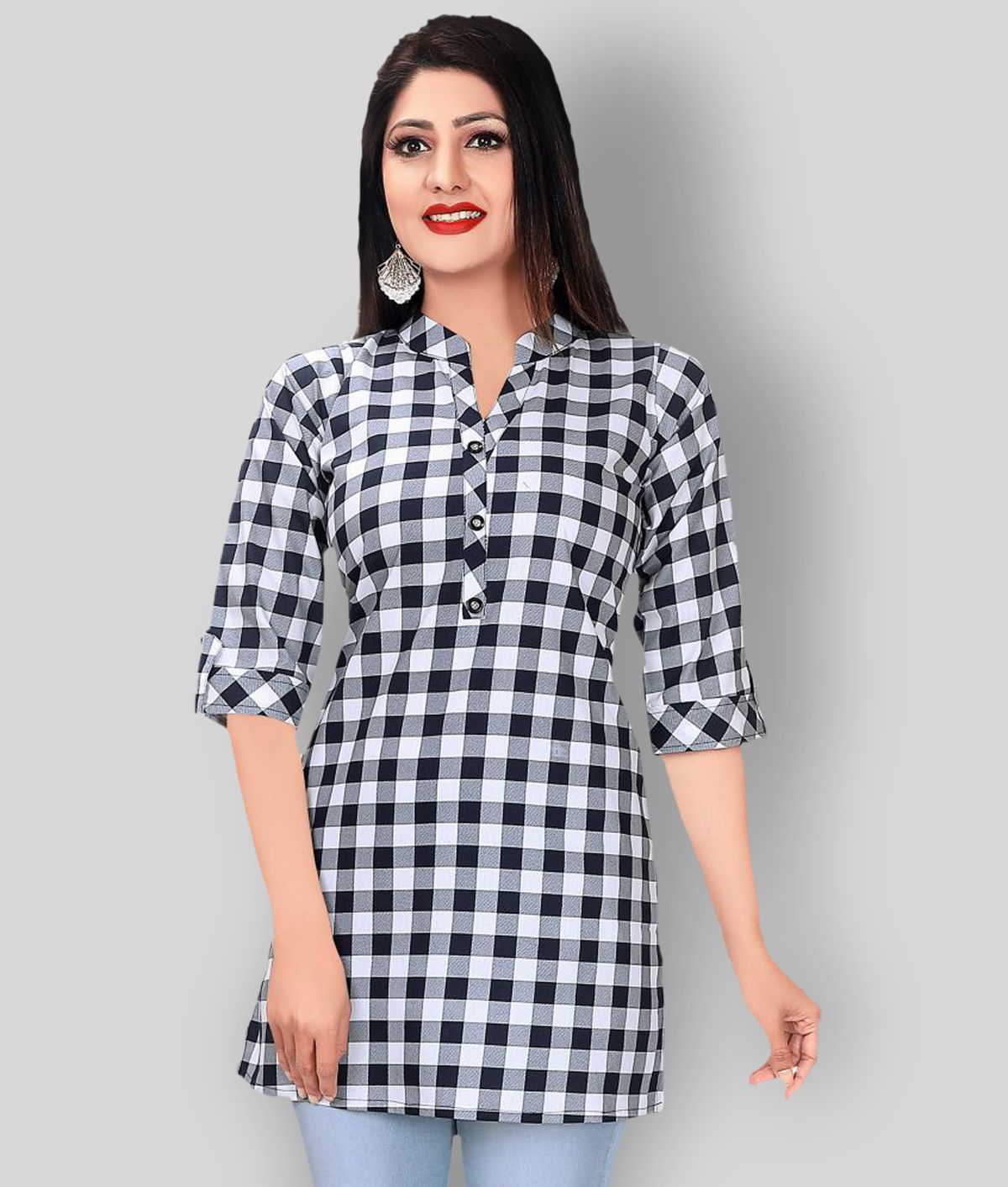    			Meher Impex - Black Cotton Women's Straight Kurti ( Pack of 1 )