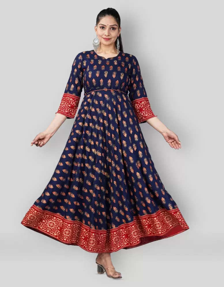 Lee Moda  Blue Rayon Womens Anarkali Kurti  Pack of 1   Buy Lee Moda   Blue Rayon Womens Anarkali Kurti  Pack of 1  Online at Best Prices in  India on Snapdeal