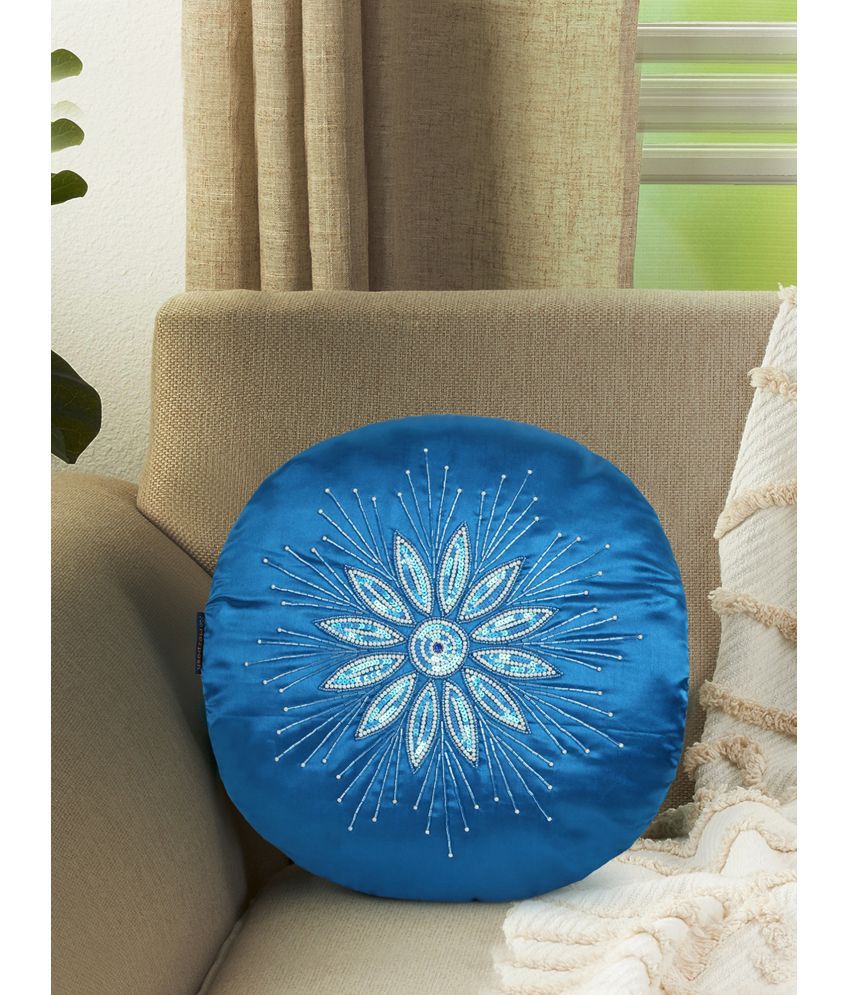     			mezposh - Blue Set of 1 Satin Round Cushion Cover