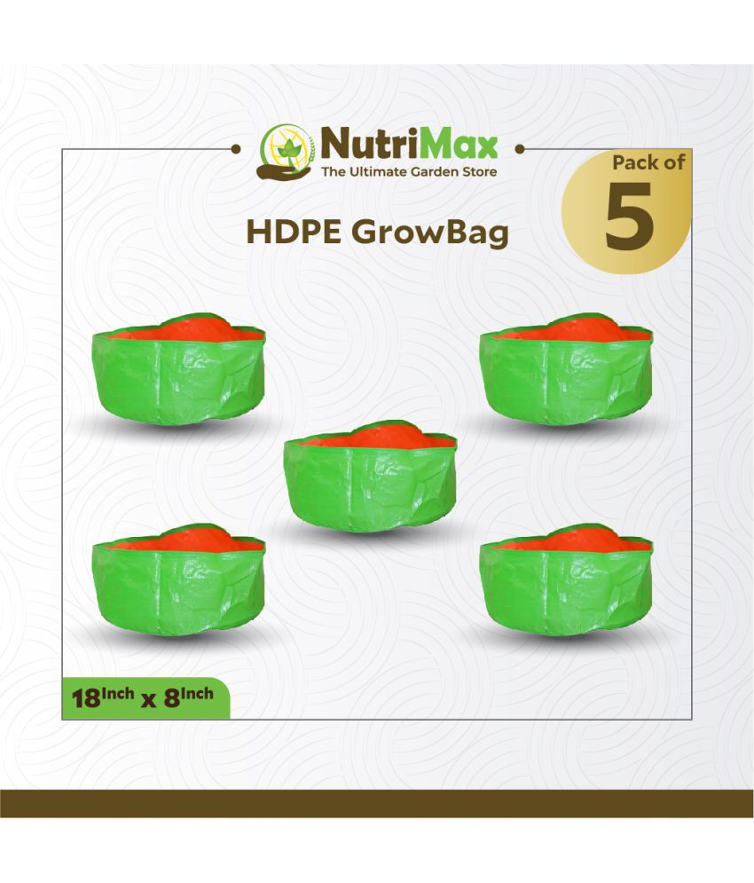     			Nutrimax 200 GSM HDPE Grow Bags 18 inch x 8 inch Pack of 5 Outdoor Plant Bag