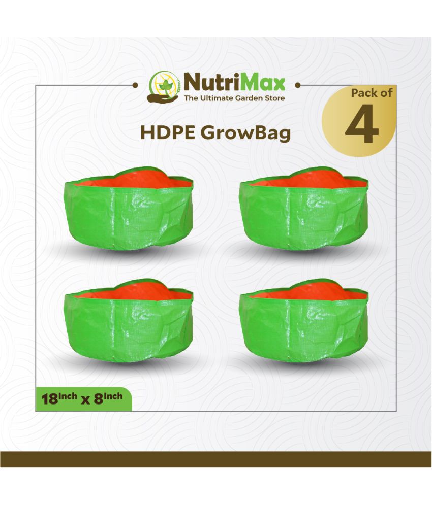     			Nutrimax 200 GSM HDPE Grow Bags 18 inch x 8 inch Pack of 4 Outdoor Plant Bag