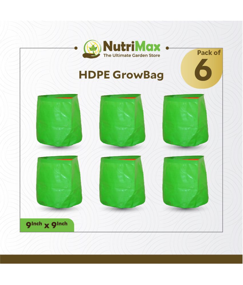     			Nutrimax HDPE 200 GSM 9 inch x 9 inch Pack of 6 Outdoor Plant Bag