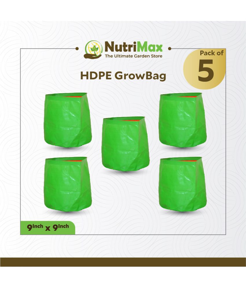     			Nutrimax HDPE 200 GSM 9 inch x 9 inch Pack of 5 Outdoor Plant Bag